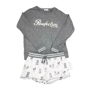P.J. Salvage Heather Grey Pawfection Top & Shorts Pajama Set Size Medium NEW